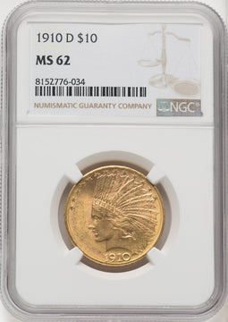 1910-D $10 Indian Eagle NGC MS62 (177074009)