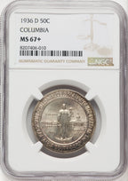 1936-D 50C Columbia Commemorative Silver NGC MS67+