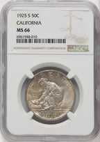 1925-S 50C California Commemorative Silver NGC MS66 (769772009)