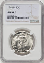 1944-D 50C Walking Liberty Half Dollar NGC MS67+ (762418030)