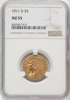 1911-D $5 Indian Half Eagle NGC AU55 (177078382)
