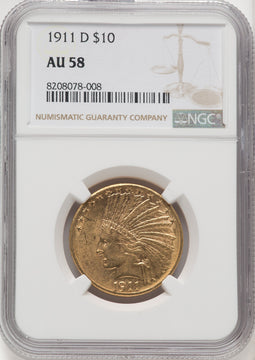 1911-D $10 Indian Eagle NGC AU58 (177058015)