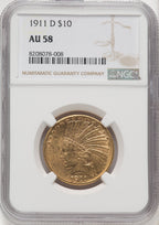 1911-D $10 Indian Eagle NGC AU58 (177058015)