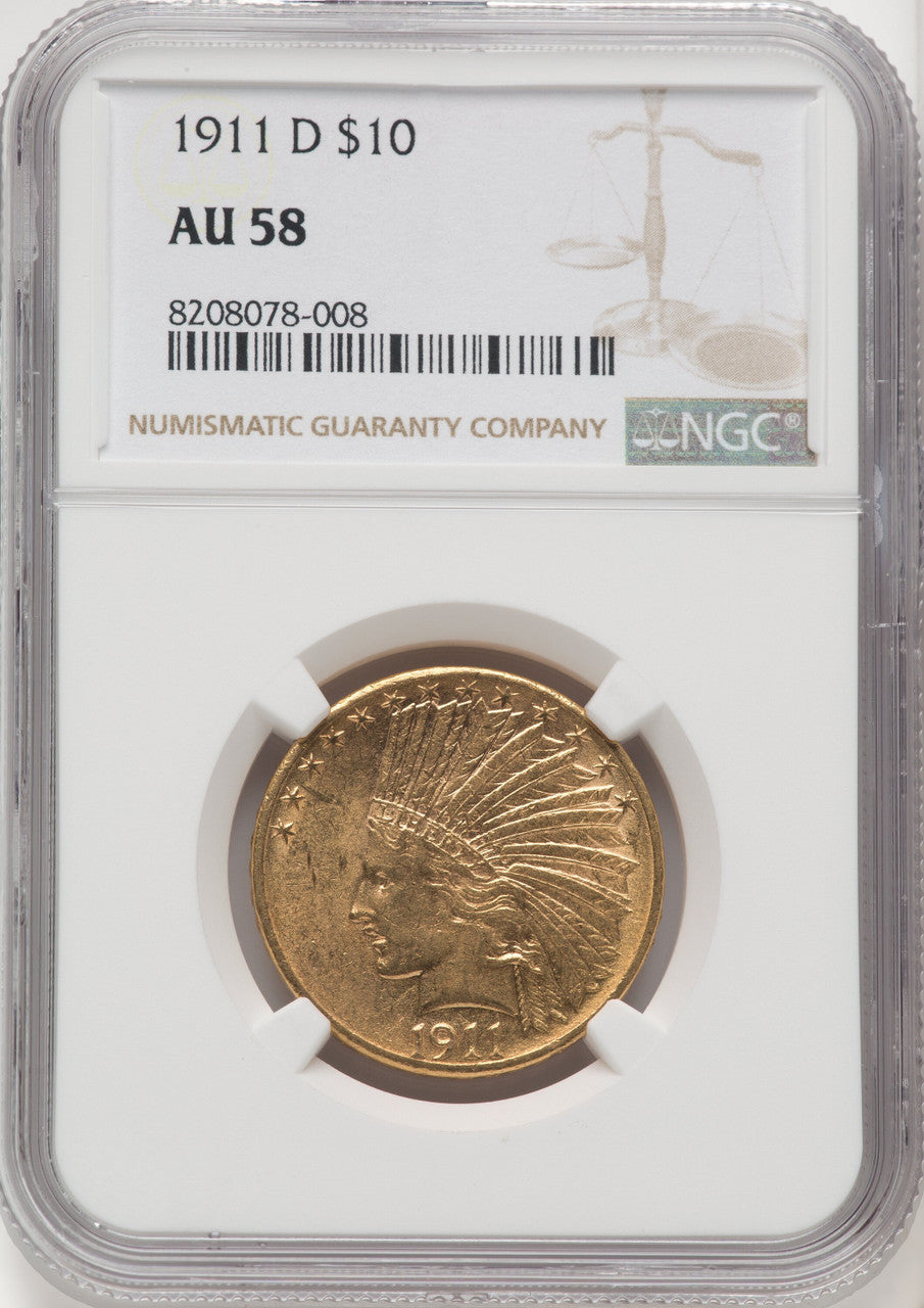 1911-D $10 Indian Eagle NGC AU58 (177058015)