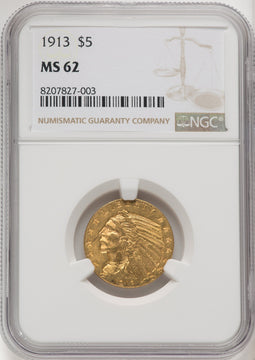 1913 $5 Indian Half Eagle NGC MS62 (177084043)