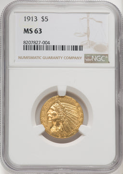 1913 $5 Indian Half Eagle NGC MS63 (177084044)