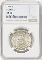 1936 50C Norfolk Commemorative Silver NGC MS68 (769601010)