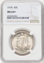 1918 50C Walking Liberty Half Dollar NGC MS63+