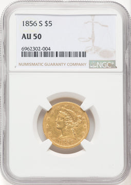 1856-S $5 Liberty Half Eagle NGC AU50
