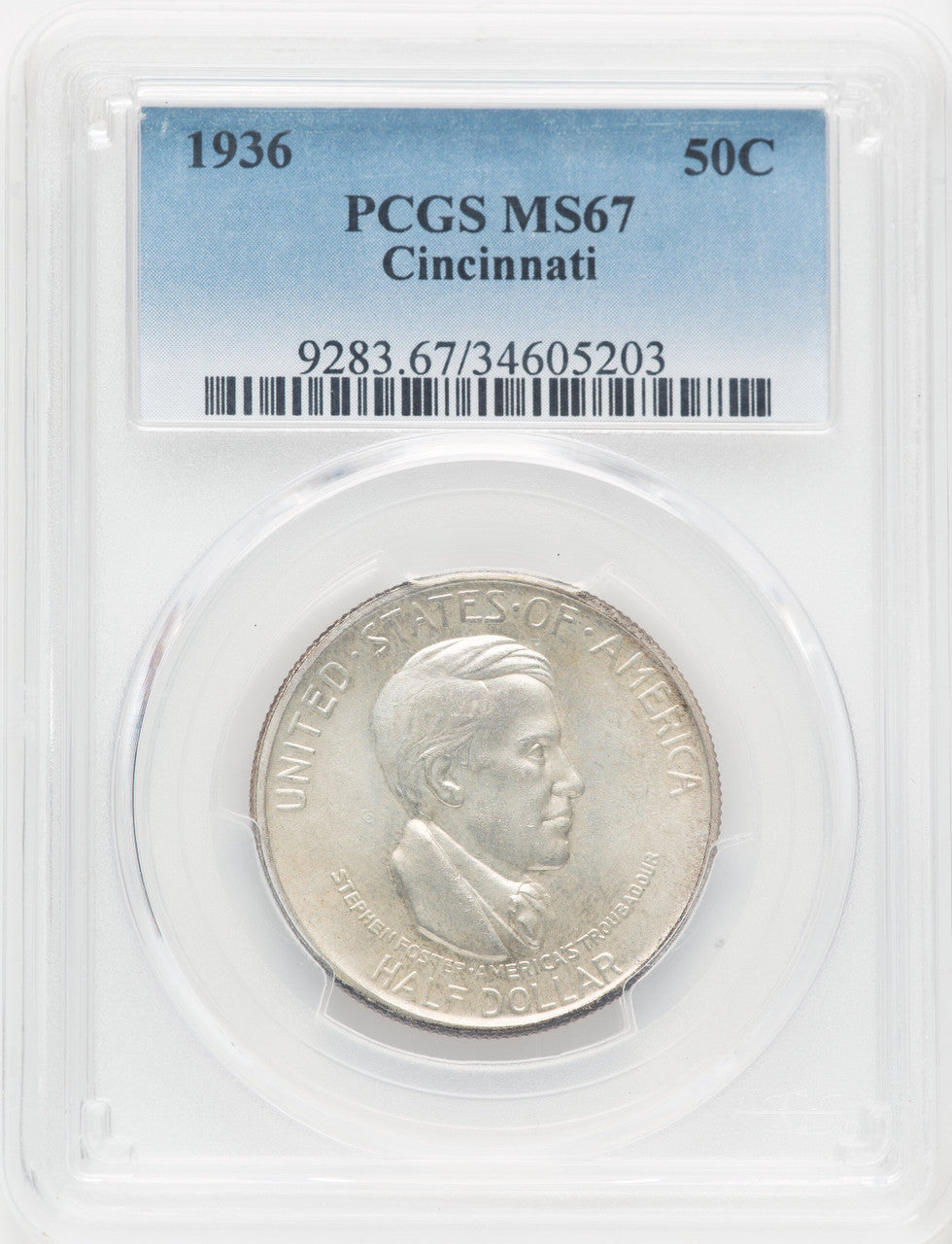 1936 50C Cincinnati Commemorative Silver PCGS MS67 (769758005)