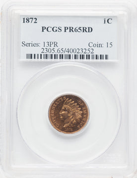 1872 1C RD Proof Indian Cent PCGS PR65