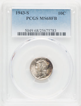 1943-S 10C FB Mercury Dime PCGS MS68 (769662020)