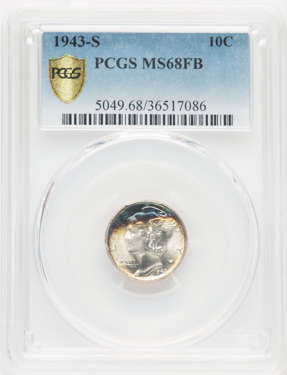 1943-S 10C FB Mercury Dime PCGS MS68 (769662019)