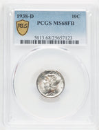 1938-D 10C FB Mercury Dime PCGS MS68 (769662017)