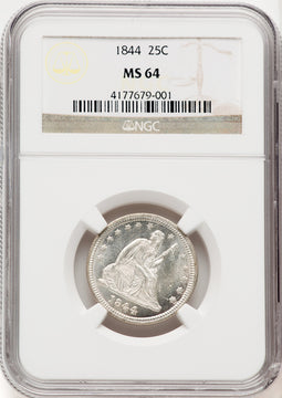 1844 25C Seated Quarter NGC MS64