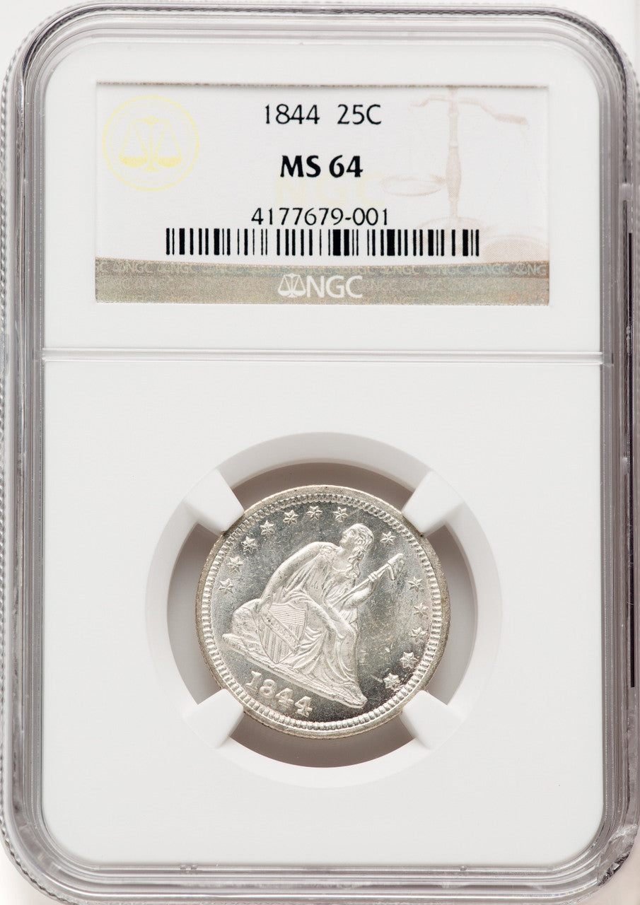 1844 25C Seated Quarter NGC MS64