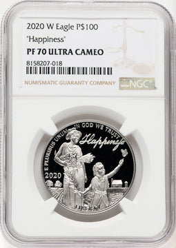 2020-W $100 One Ounce Platinum Eagle Happiness PRDC Brown Label NGC PF70 (767764022)