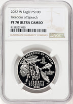 2022-W $100 One-Ounce Platinum Eagle Freedom of Speech Brown Label NGC PF70 (767764024)
