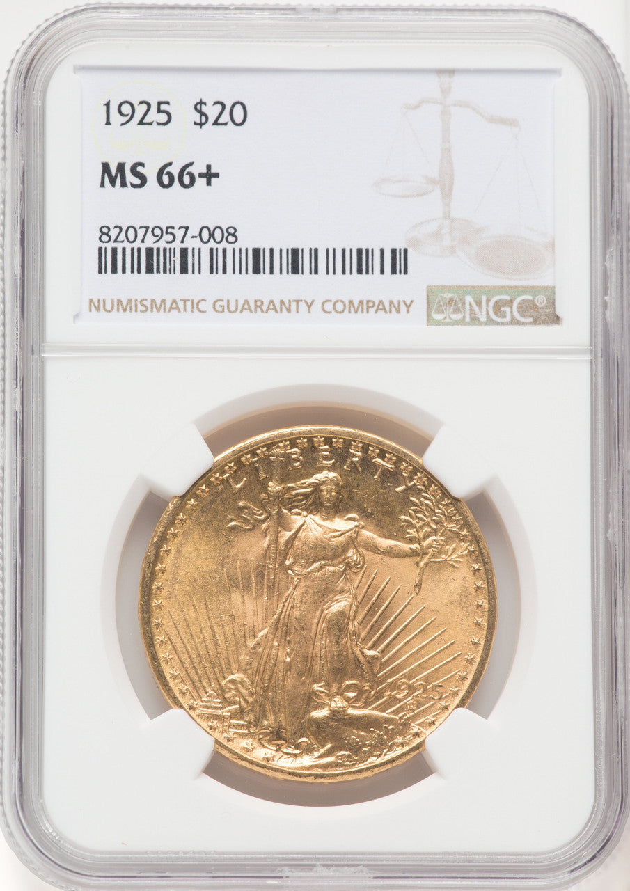 1925 $20 Saint-Gaudens Double Eagle NGC MS66+ (572055024)