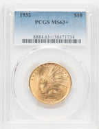 1932 $10 Blue Gradient Indian Eagle PCGS MS63+