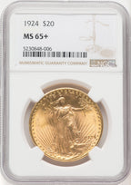 1924 $20 Saint Saint-Gaudens Double Eagle NGC MS65+ (571985026)
