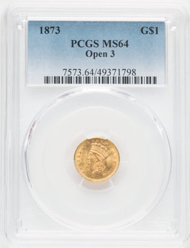 1873 G$1 OPEN 3 Gold Dollar PCGS MS64 (769658002)