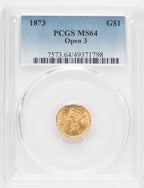 1873 G$1 OPEN 3 Gold Dollar PCGS MS64 (769658002)