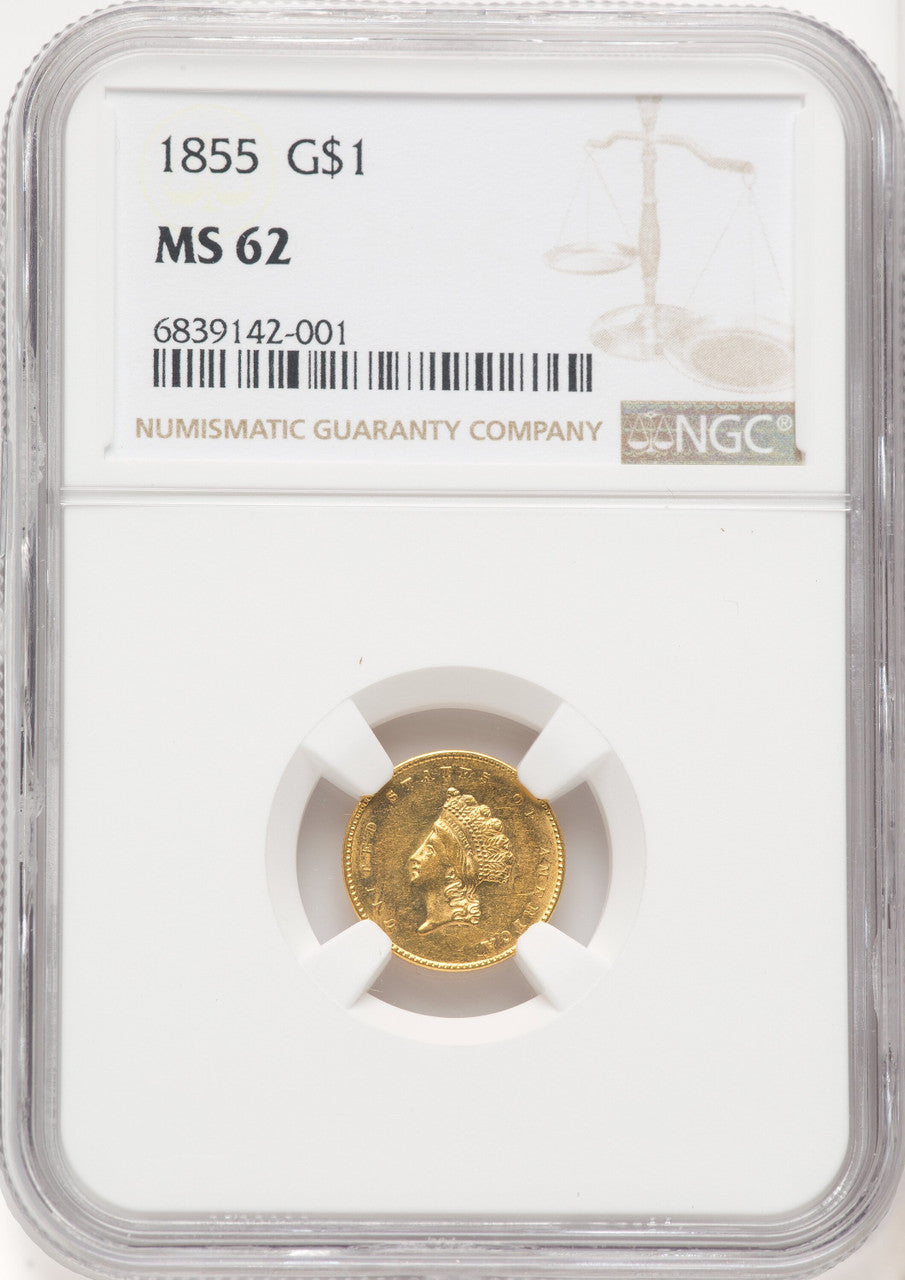 1855 G$1 Type Two Gold Dollar NGC MS62 (769571002)