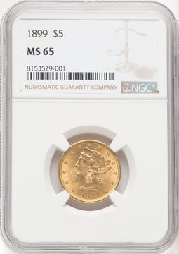 1899 $5 Liberty Half Eagle NGC MS65 (177070046)