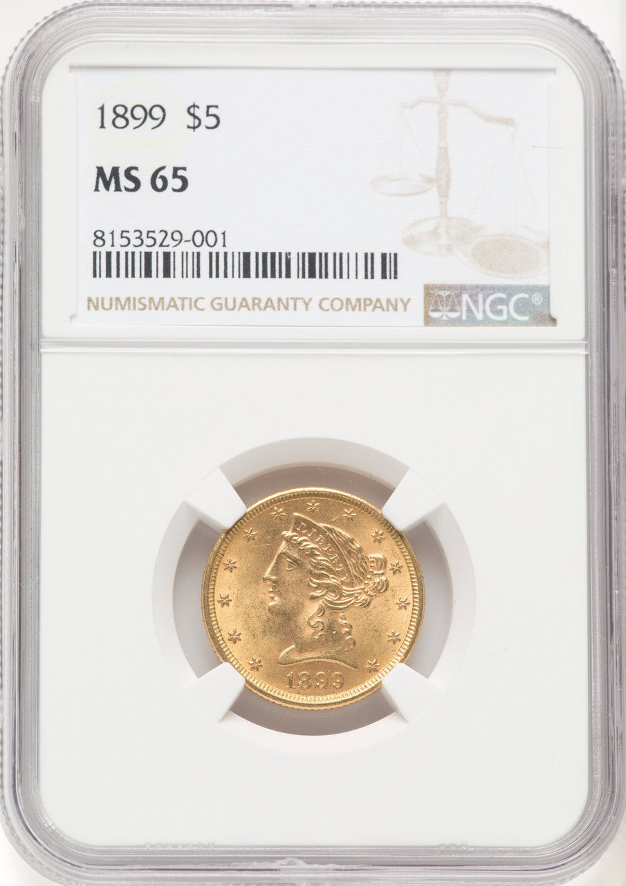 1899 $5 Liberty Half Eagle NGC MS65 (177070046)