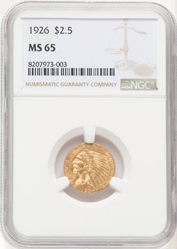 1926 $2.50 Indian Quarter Eagle NGC MS65 (769571016)