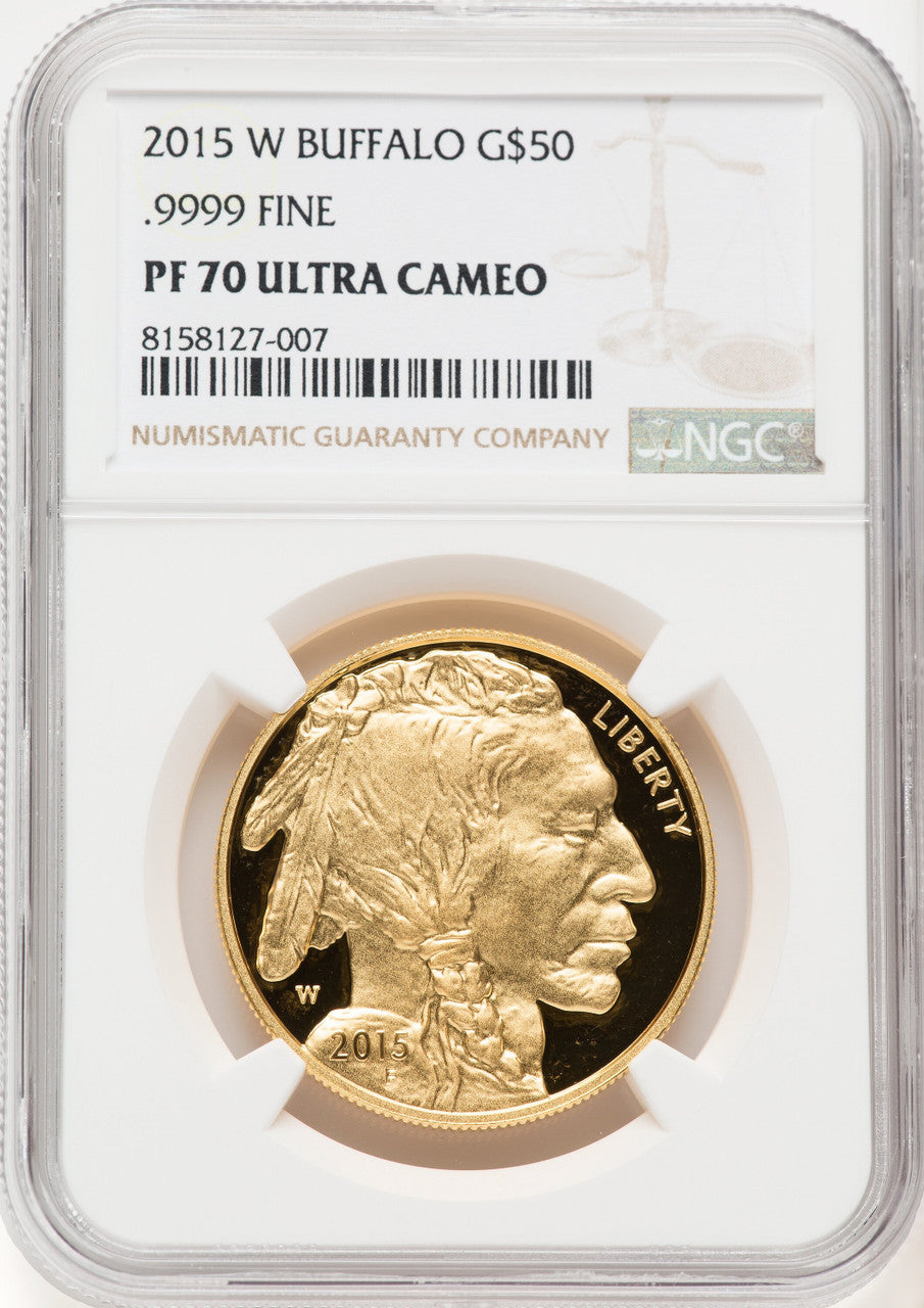 2015-W $50 Gold Buffalo Brown Label NGC PF70
