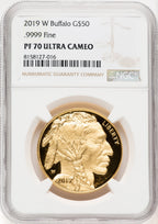 2019-W $50 One-Ounce American Buffalo .9999 Fine Gold Brown Label NGC PF70 (769567017)