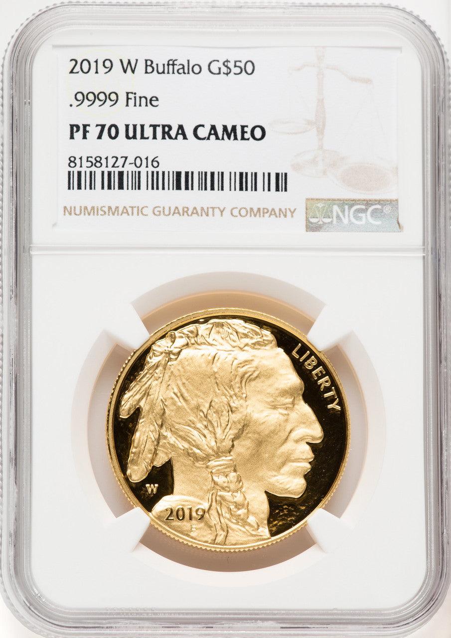 2019-W $50 One-Ounce American Buffalo .9999 Fine Gold Brown Label NGC PF70 (769567017)