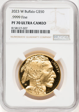 2023-W 1 Oz Gold Buffalo Brown Label NGC PF70