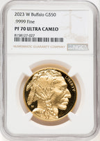 2023-W 1 Oz Gold Buffalo Brown Label NGC PF70