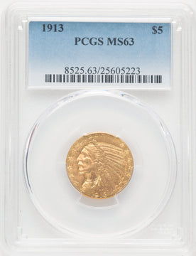 1913 $5 Indian Half Eagle PCGS MS63