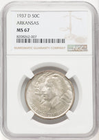 1937-D 50C Arkansas Commemorative Silver NGC MS67