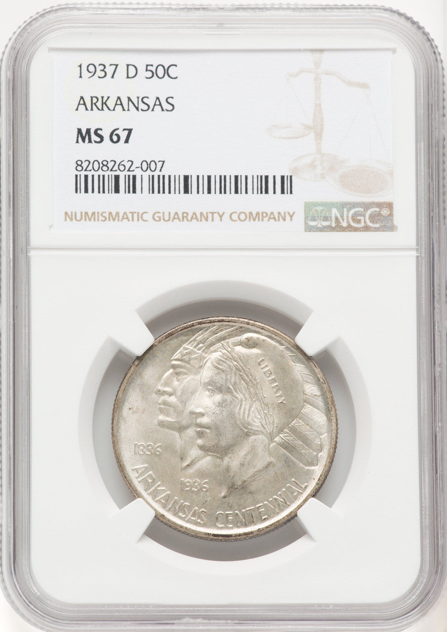 1937-D 50C Arkansas Commemorative Silver NGC MS67