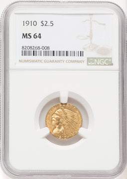 1910 $2.50 Indian Quarter Eagle NGC MS64 (769899021)