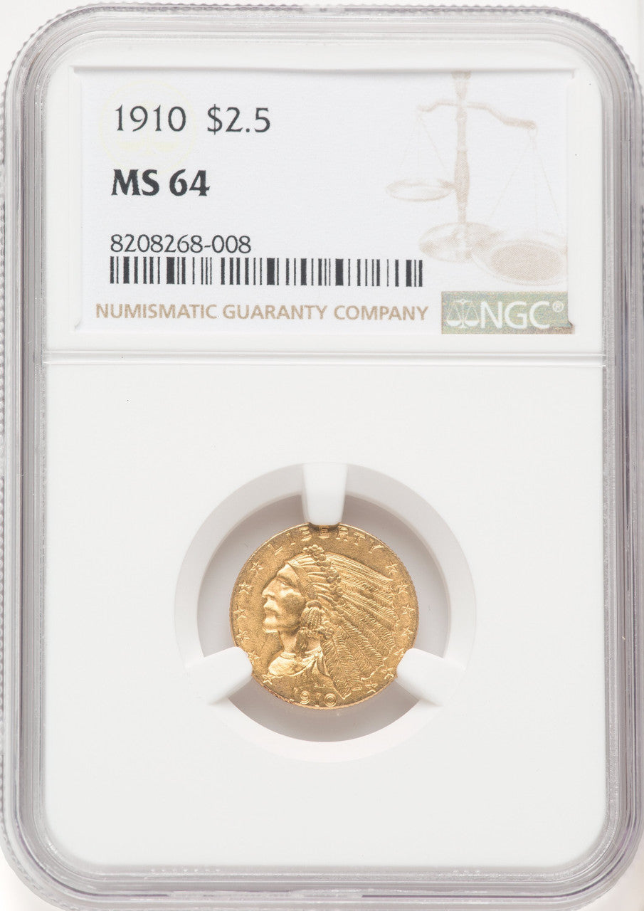 1910 $2.50 Indian Quarter Eagle NGC MS64 (769899021)