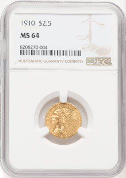 1910 $2.50 Indian Quarter Eagle NGC MS64 (769899001)