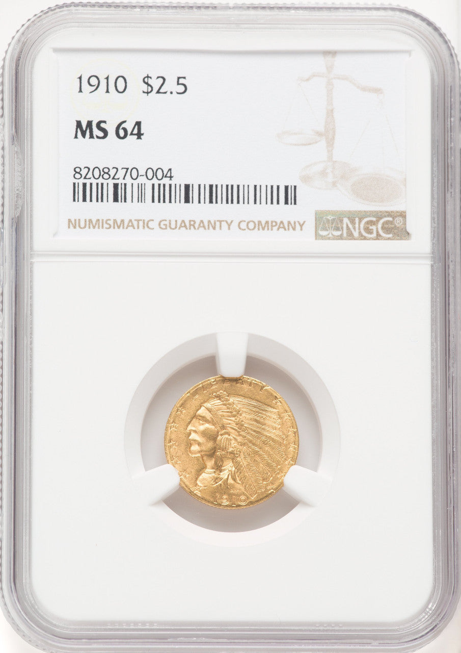 1910 $2.50 Indian Quarter Eagle NGC MS64 (769899001)