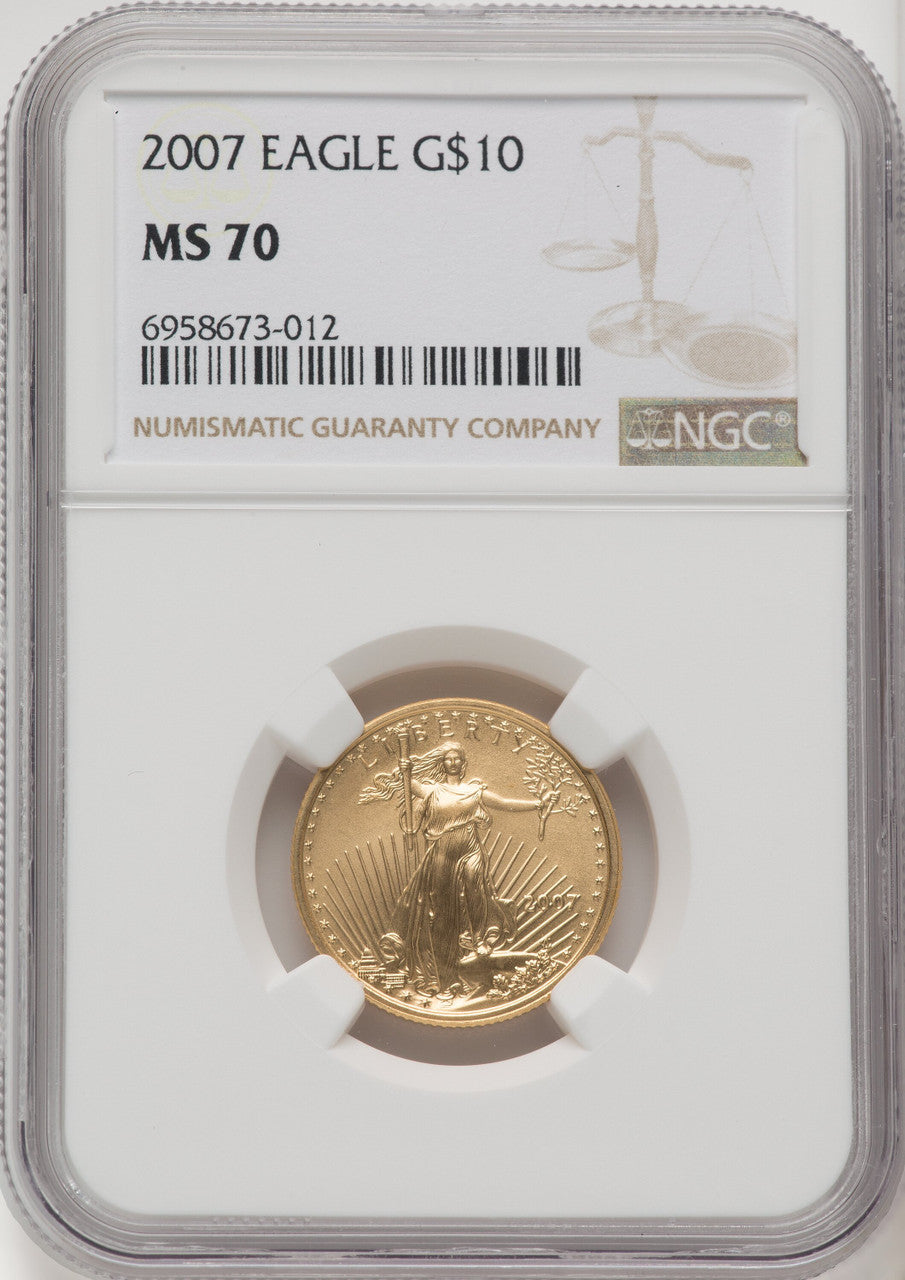 2007 $10 Quarter-Ounce Gold Eagle Brown Label NGC MS70