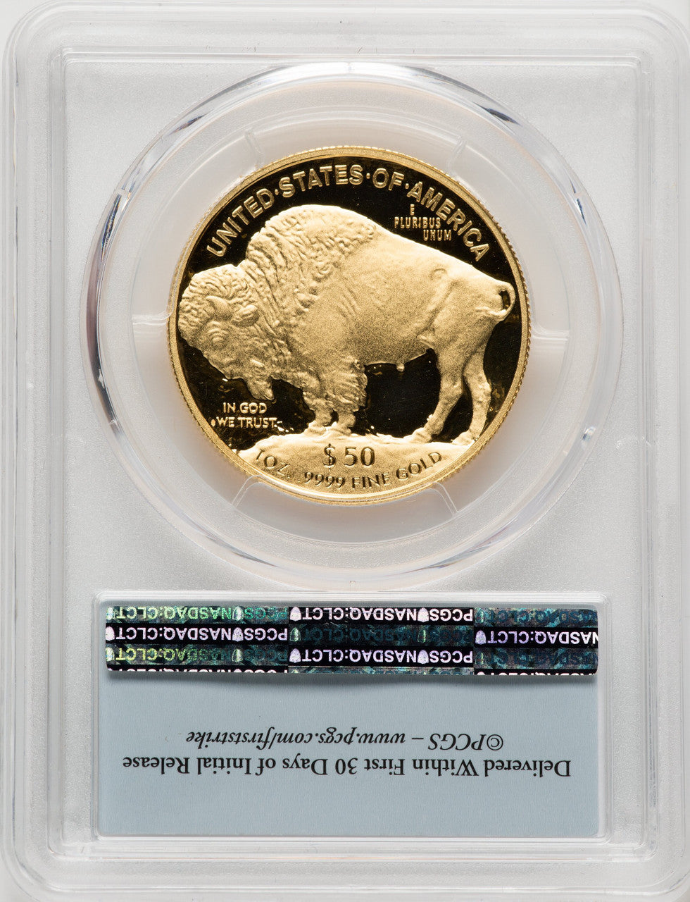 2016-W $50 One-Ounce Gold Buffalo Tenth Anniversary First Strike Buffalo Label FS Bison Label PCGS PR70