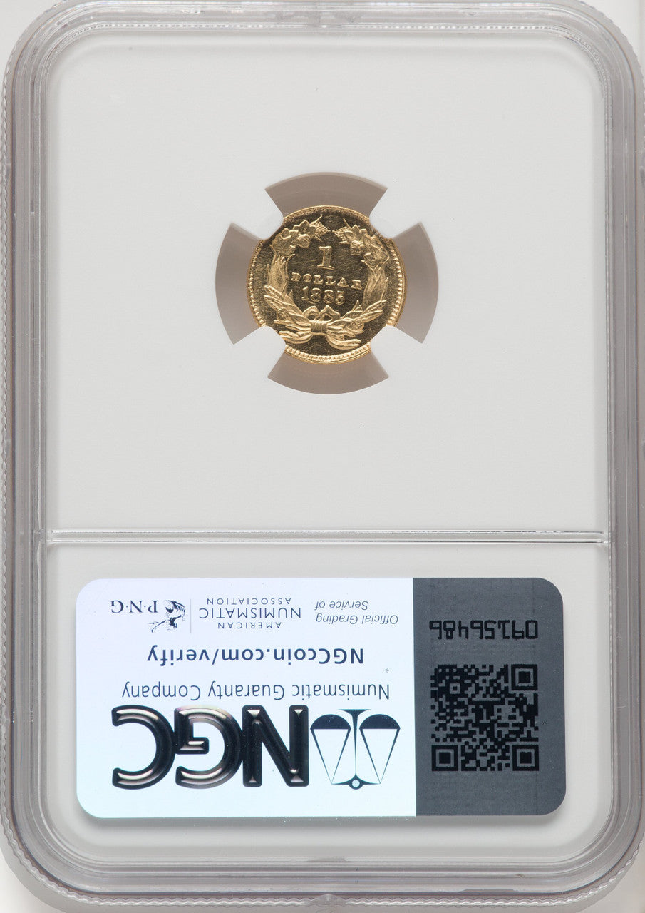 1885 G$1 PL Gold Dollar NGC MS63