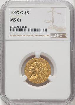 1909-O $5 Indian Half Eagle NGC MS61 (768725005)