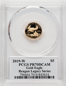 2019-W $5 One-Tenth Ounce Gold Eagle FDI Reagan Legacy Series PCGS PR70