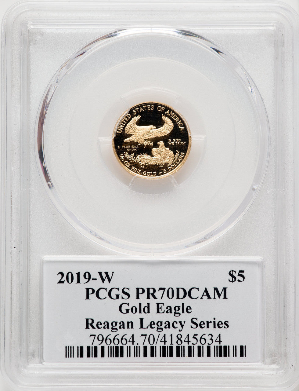 2019-W $5 One-Tenth Ounce Gold Eagle FDI Reagan Legacy Series PCGS PR70