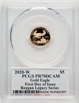 2020-W $5 Tenth Ounce Gold Eagle FDI Reagan Legacy Series PCGS PR70